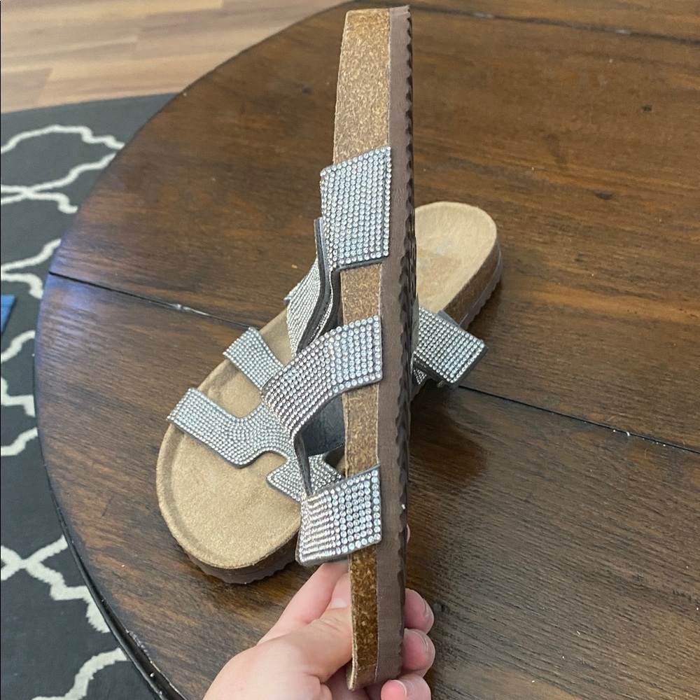 Madden girl Sparkling Silver Slide Sandals - Picture 3 of 6